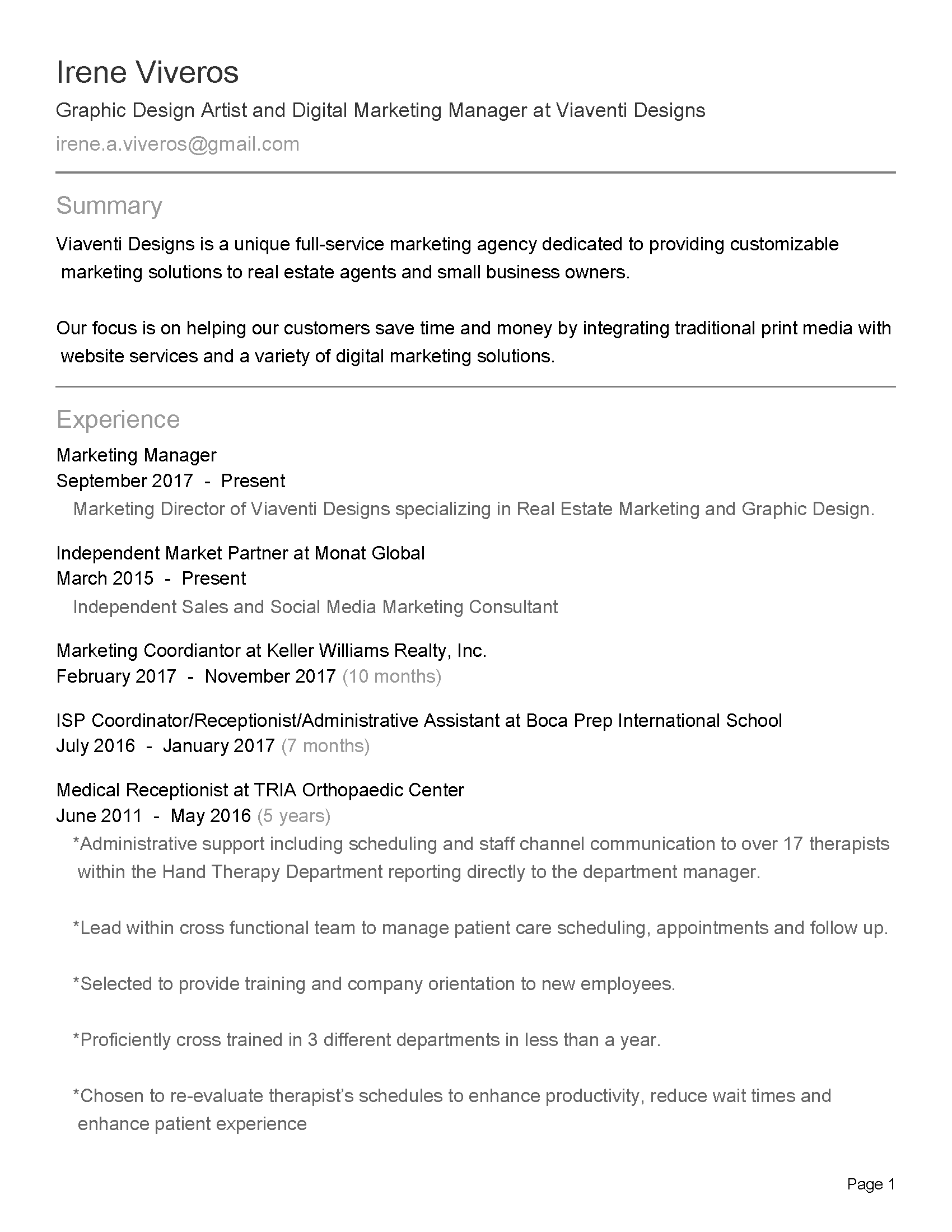 Resume Page 1